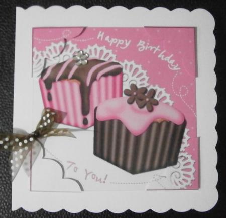8 x 8 Fondant Fancies Birthday Cakes Scalloped Corner Topper by Davina Rundle
