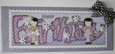 Girlz Birthday Large Dl Quick Card 3D Decoupae by Davina Rundle