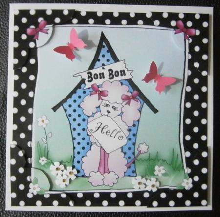 8 x 8 Bonbon Poodle Scalloped Corner Topper by Davina Rundle