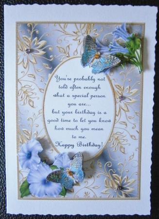 Blue Birthday Butterflies with Poem 10 by Davina Rundle