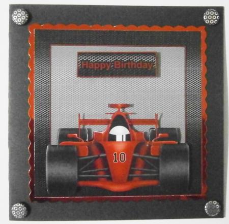 Vibrant Car Racing Card Topper by Davina Rundle