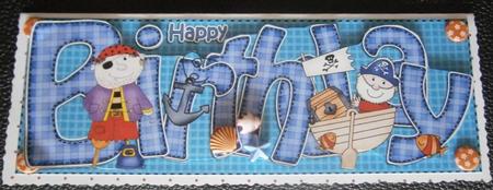 Birthday Pirates Large Dl Quick Card N 3D Decoupage by Davina Rundle