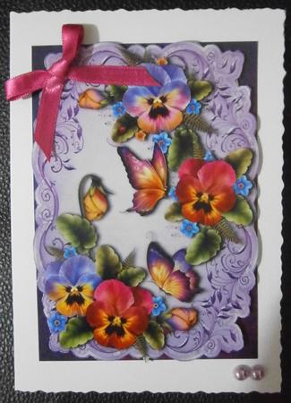 Pretty Pansies & Butterflies Topper & Plaque by Davina Rundle