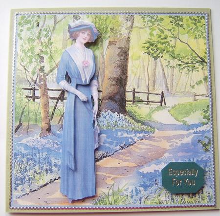 Lady Walking in Bluebell Woods by Davina Rundle