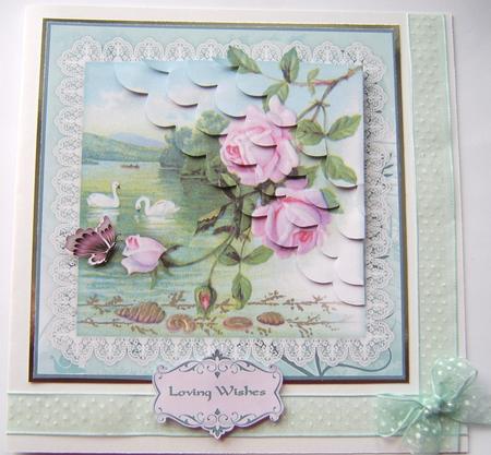 Swans 'n Roses Wavy Edged Corner Stacker by Davina Rundle