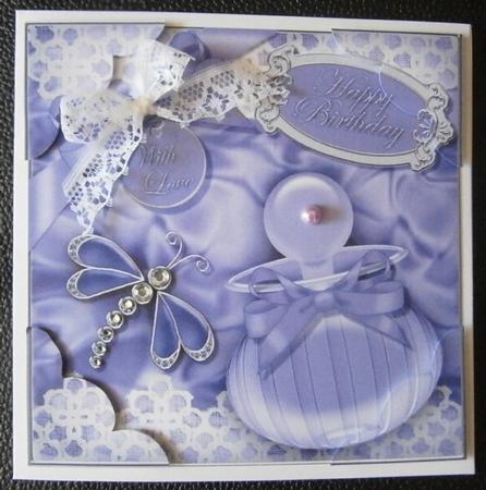 8 x 8 Perfume Lace N Dragonfly Scalloped Corner Topper by Davina Rundle