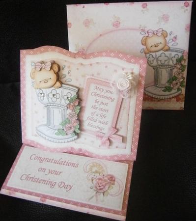 Christening Girl Baptism Bows Open Book Easel Kit by Davina Rundle
