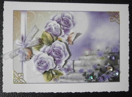 Moonlight and Roses Card Front with Decoupage by Davina Rundle
