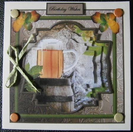 Beer from the Hops Card Front with Pyramid and Sentiment Tag by Davina Rundle