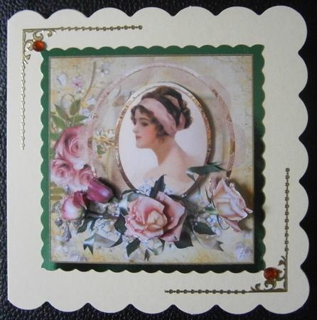 Lady of the Roses Card Front and Topper by Davina Rundle