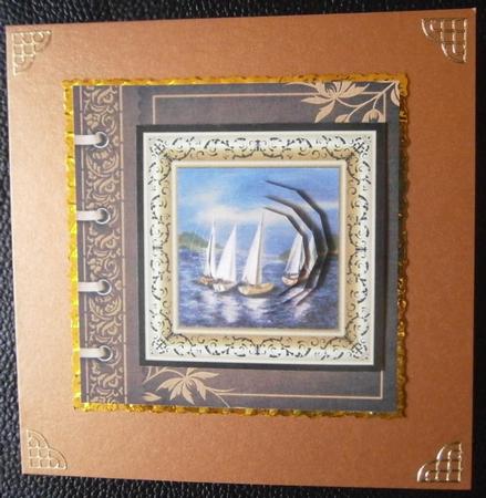 Reflection in the Water of the Sailing Boats Card Front by Davina Rundle