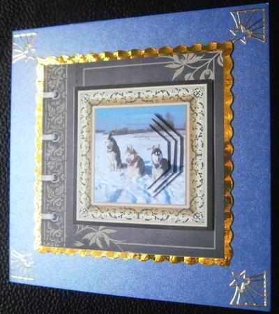 Huskies in the Snow Card Front with Topper by Davina Rundle