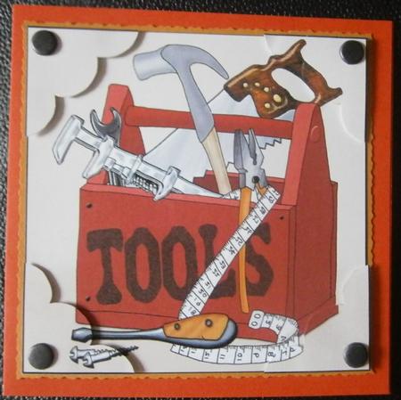 8 x 8 DIY Tools Scalloped Corner Topper by Davina Rundle