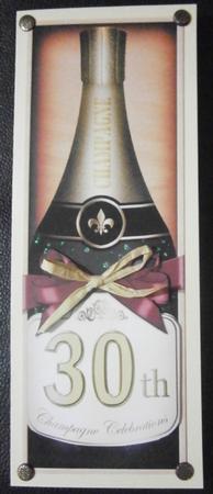 Large Dl 30th Champers in a Box Quick Card 3D Decoupage by Davina Rundle