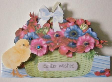 Easter Chick & Anemone Basket Decoupage Cut & Fold Card by Davina Rundle