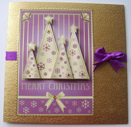 Snowflakes Christmas Trees Decoupage Burgundy by Davina Rundle