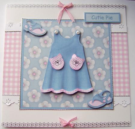Delightful in Denim Cute Girls Card Front with Decoupage by Davina Rundle