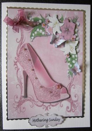 Lovely Dark Pink Shoe & Flowers by Davina Rundle