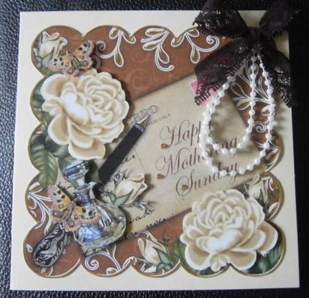 Cream Roses Choco Mothering Sunday 8in Decoupage Topper by Davina Rundle