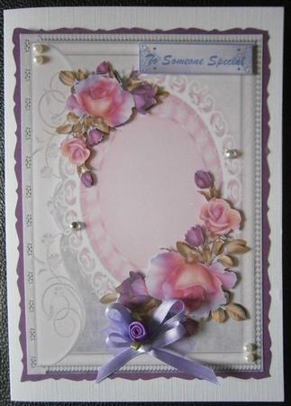 Lovely Lilac Roses on a Pink Mat by Davina Rundle