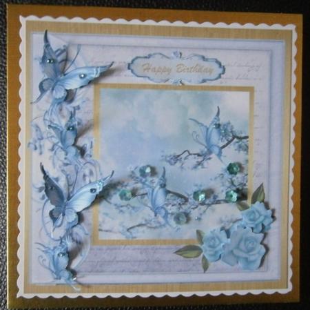 Beautiful Blue Blossom on a Gold Background by Davina Rundle