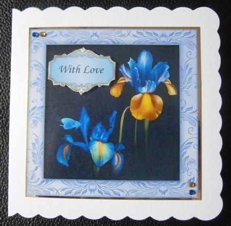 Gorgeous Blue Iris Large Square Topper by Davina Rundle