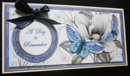 Blue Butterfly Day to Remember Dl Decoupage Topper by Davina Rundle