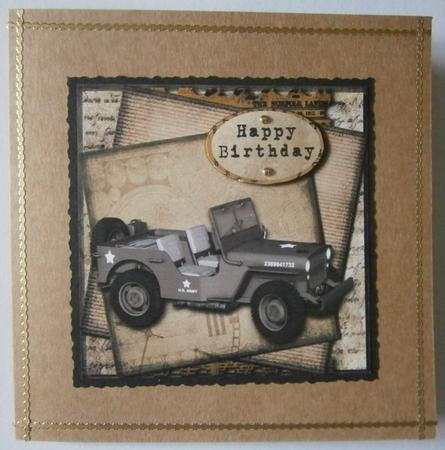 Vintage Jeep, Script & Old Map - Male, Dad by Davina Rundle