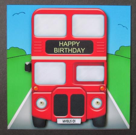Big Red Bus Quick Card N 3D Decoupage by Davina Rundle
