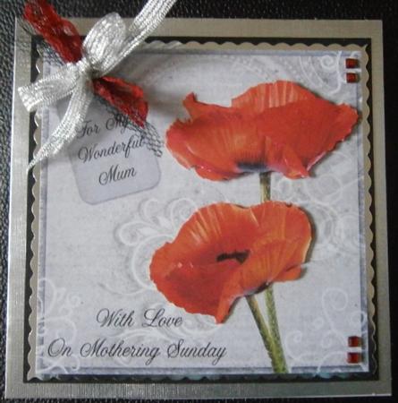 Poppy Duo on Grey Mum on Mothering Sunday 8x8 Inch by Davina Rundle
