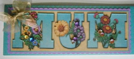 Embroidered Flowers Mum Large Dl Word Card by Davina Rundle