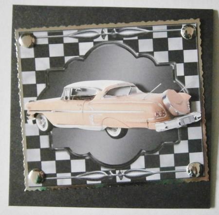 58 Chev on Checkered Background with Decoupage by Davina Rundle