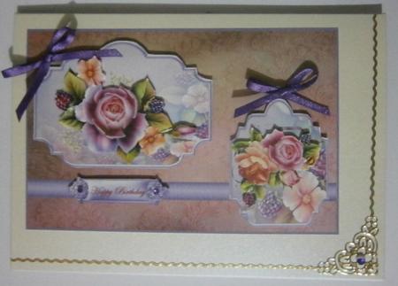 Old Rose Card Front with Toppers and Decoupage by Davina Rundle