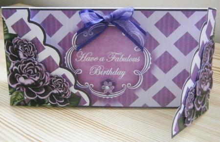 Purple Roses Fabulous Birthday Fancy Lattice 3D Card Kit by Davina Rundle