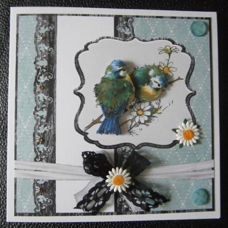 2 Little Dickie Birds Card Front by Davina Rundle