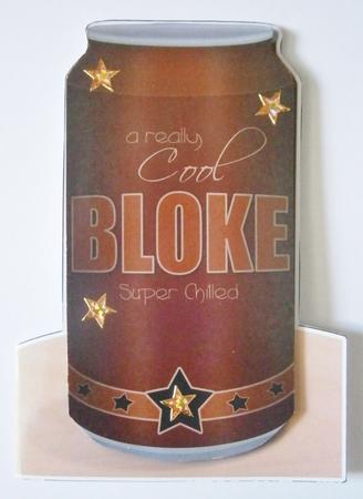 Cool Bloke Beer Can Shaped Card with Decoupage by Davina Rundle