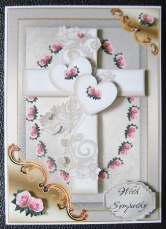 Sympathy Card with Cross and Rosebuds by Davina Rundle