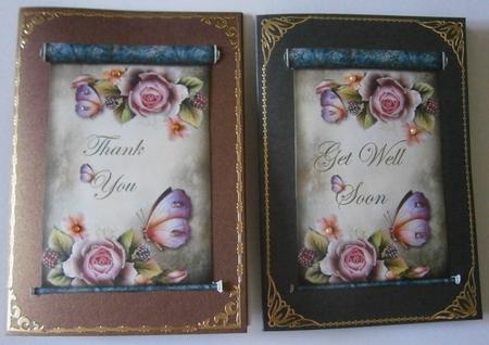 Thank You & Get Well Roses on Scrolls by Davina Rundle
