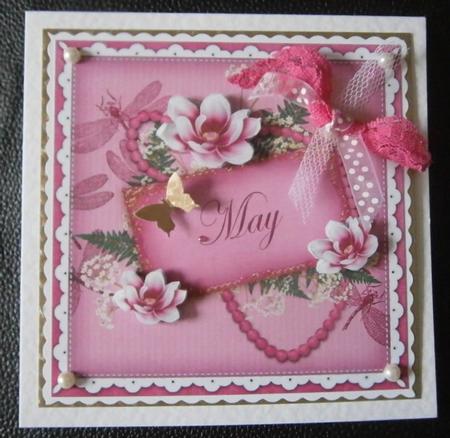 Cerise Magnolia May 8in Vintage Decoupage Topper by Davina Rundle