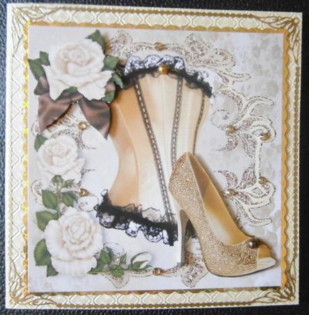 Gold Basque with Shoe & Cream Roses 8x8 by Davina Rundle