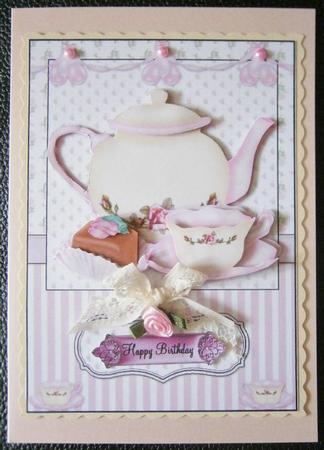 Afternoon Tea Card Front and Decoupage by Davina Rundle