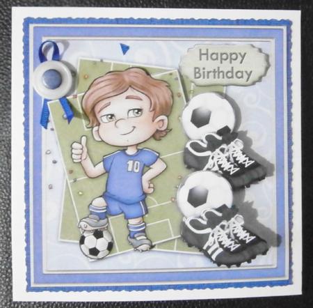 Soccer Star Topper & Decoupage Blue Strip Football Fans by Davina Rundle