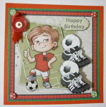Soccer Star Topper & Decoupage Red & White Football Fans by Davina Rundle