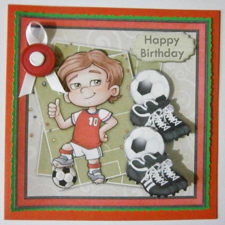 Soccer Star Red & White Topper & Decoupage Football Fans by Davina Rundle