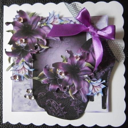Purple Lilies & Diva Shoes Over the Edge Topper by Davina Rundle