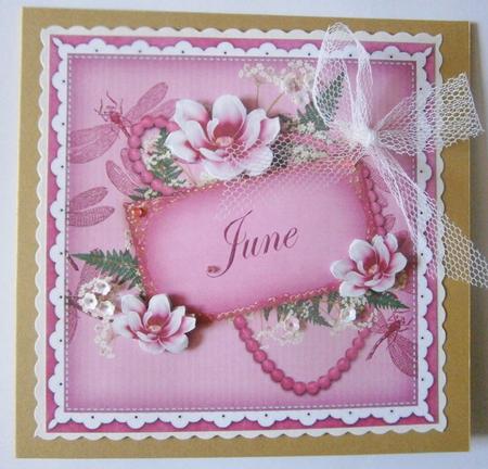 Cerise Magnolia June 8in Vintage Decoupage Topper by Davina Rundle
