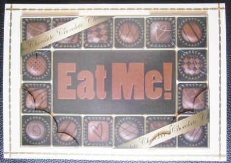 A5 Eat Me Chocolate Greetings Scallop Corners N Pyramage by Davina Rundle