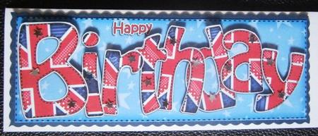 Uk Flag Birthday Large Dl Quick Card 3D Decoupage by Davina Rundle