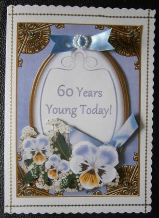 Pale Blue Pansy 60 Years Young Oval 7x5in Step by Step by Davina Rundle