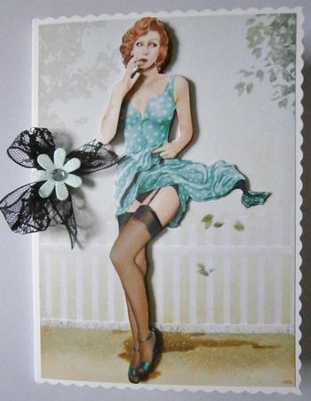 1950's Pin Up Girl Eva Grace (aqua) by Davina Rundle